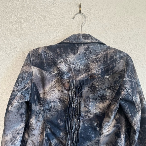 Coldwater Creek Womens Size 8P Dark Floral Whimsigoth Beaded Blazer Jacket Y2K - Picture 9 of 11